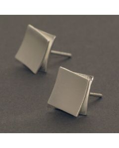 Ohrstecker verschobenes Viereck, Silber