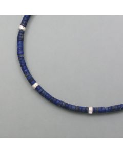 Lapis-Kette mit Silberelementen