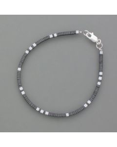 Zartes Armband Hämatit, Silber