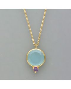 Duo-Kette mit Chalcedon und Amethyst