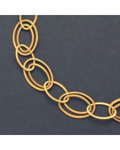 Silbercollier Ovale Ringe, vergoldet