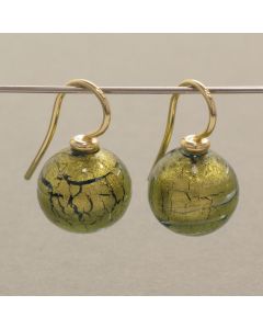 Ohrhänger Muranoglas, goldgrün