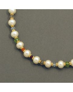 Collier Zuchtperle/ verschiedene Edelsteine