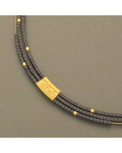 3-reihige Hämatitkette, goldplattiert