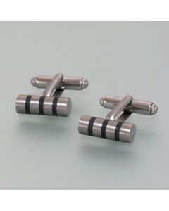Manschettenknöpfe Titan mit Emaille-Streifen