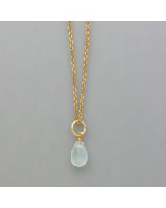 kleiner Anhänger Chalcedon-Tropfen und 925er goldplattiertem Silber