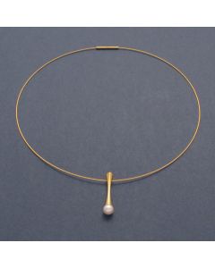Kette mit Perle am Stab, vergoldet