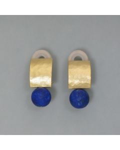 Ohrclips, Lapislazuli und vergoldetes Silber