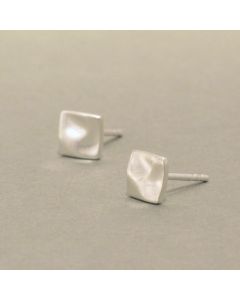 Ohrstecker gewelltes Viereck Silber