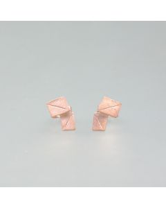 Ohrstecker "Vier Ecken", rosé-vergoldet