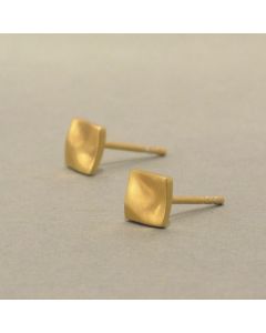 Ohrstecker gewelltes Viereck vergoldet