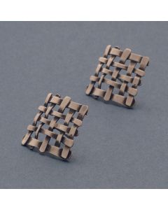 Große Ohrstecker Gitter, geschwärzt