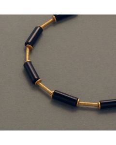 Onyx-Kette mit vergoldetem Silber