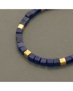 Lapislazuli-Kette, Würfel, Silber vergoldet
