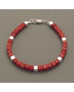 Schaumkoralle-Armband, Würfel, Silber