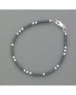 Zartes Armband Hämatit, Silber