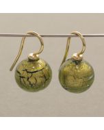 Ohrhänger Muranoglas, goldgrün
