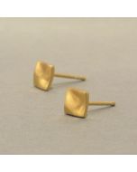 Ohrstecker gewelltes Viereck vergoldet