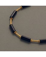 Onyx-Kette mit vergoldetem Silber