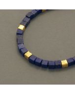 Lapislazuli-Kette, Würfel, Silber vergoldet