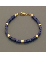 Lapislazuli-Armband, Würfel, vergoldet