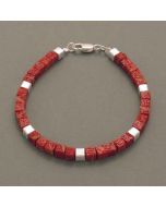 Schaumkoralle-Armband, Würfel, Silber