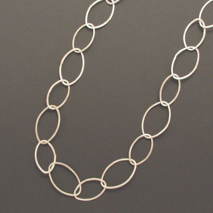 Lange Silber-Kette Navette-Ösen: schmal, echtes Silber,auserwählt