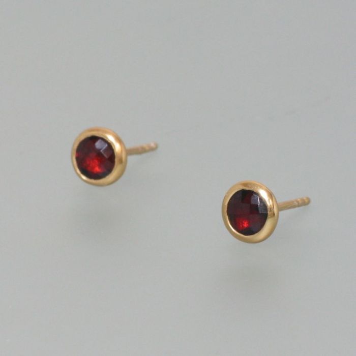585 ECHT GOLD *** Granat Rot Single- Ohrstecker Ohrring 3-4-5 Mm