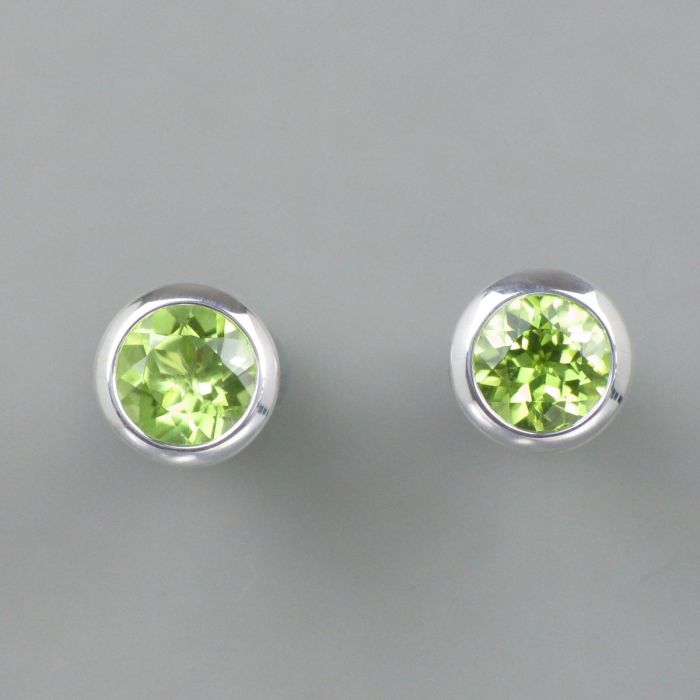 Natürliche Peridot 925 Sterling Silber Rund Ohrstecker 11mm Durchmesser Ohrringe Geschenk Boxed