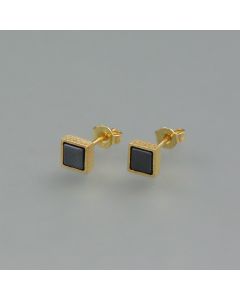Ohrstecker Hämatit, vergoldet