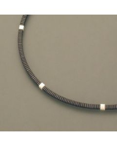 Hämatitkette kleine Plättchen Silber