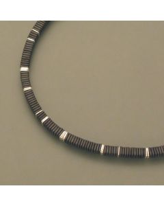 Hämatitkette große Plättchen Silber