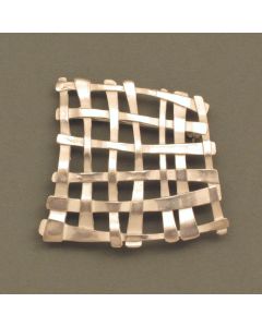 Silber-Brosche Gitter gross, weiß