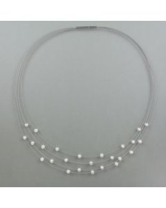 Kette schwebende Perlen, Silber