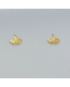 Ohrstecker Ginkgo-Blatt in goldplattiertem Silber - Photo 2