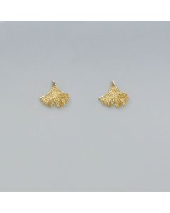 Ohrstecker Ginkgo-Blatt in goldplattiertem Silber - Photo 2