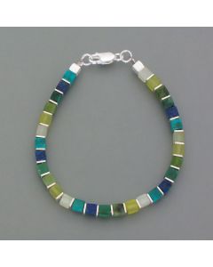 Würfelarmband Edelsteine, Grün-Türkis