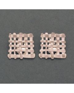 Große Ohrclips Gitter, weiß gesiedet