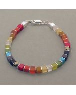Regenbogen-Armband, Würfel, Silber