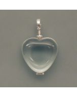 Herzförmiges Glas-Medaillon, silbern