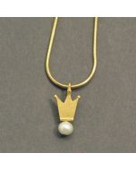 Kettenanhänger vergoldete Krone mit weißer Perle