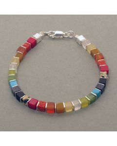 Regenbogen-Armband, Würfel, Silber