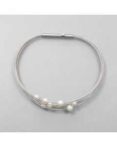 Armband schwebende Perlen, Silber
