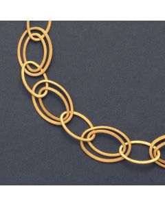 Silbercollier Ovale Ringe, vergoldet