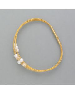 Armband schwebende Perlen, Silber vergoldet