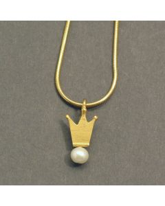 Kettenanhänger vergoldete Krone mit weißer Perle