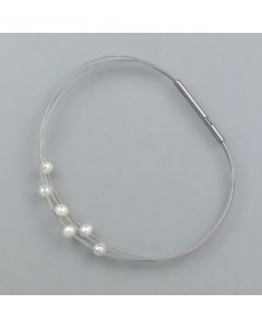 Armband schwebende Perlen, Silber