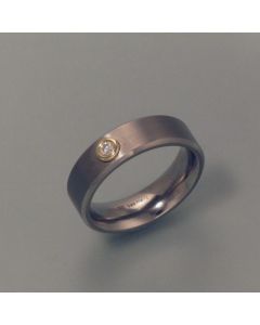 Titan-Ring mit Brillant in Gold-Fassung