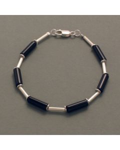 Onyx-Armband, Silber