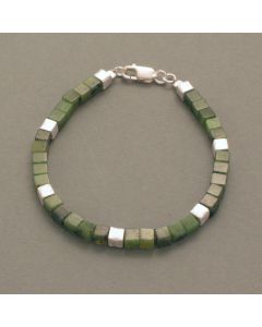Jade-Armband, Würfel, Silber